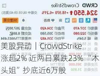 美股异动｜CrowdStrike涨超2% 近两日累跌23% “木头姐”抄底近6万股