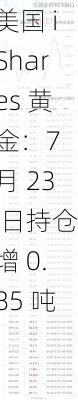 美国 iShares 黄金：7 月 23 日持仓增 0.85 吨