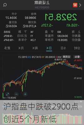 沪指盘中跌破2900点 创近5个月新低