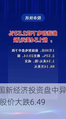 中国新经济投资盘中异动 股价大跌6.49%