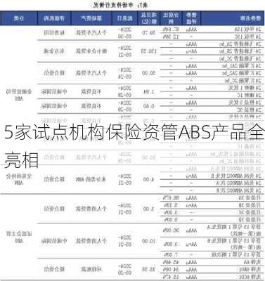 5家试点机构保险资管ABS产品全亮相