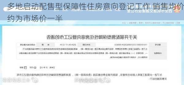 多地启动配售型保障性住房意向登记工作 销售均价约为市场价一半