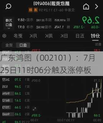 广东鸿图（002101）：7月25日11时06分触及涨停板