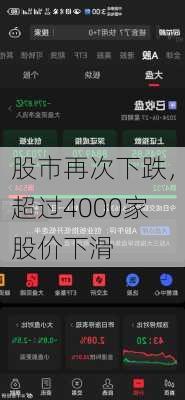 股市再次下跌，超过4000家股价下滑