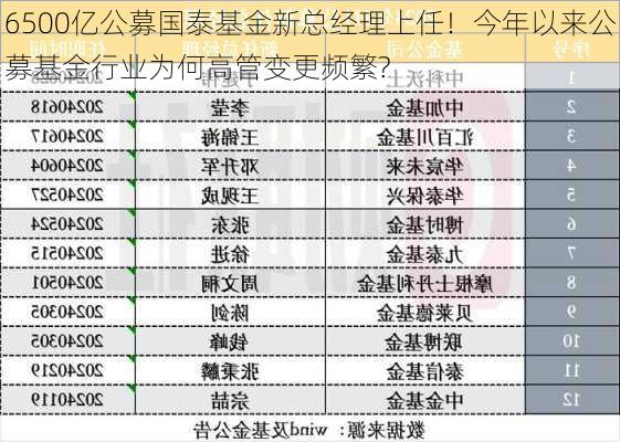 6500亿公募国泰基金新总经理上任！今年以来公募基金行业为何高管变更频繁?