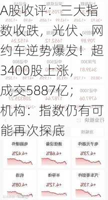 A股收评：三大指数收跌，光伏、网约车逆势爆发！超3400股上涨，成交5887亿；机构：指数仍有可能再次探底