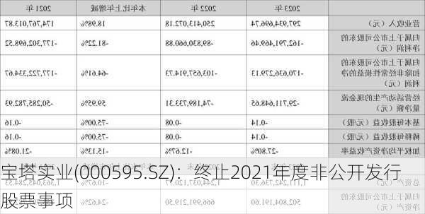 宝塔实业(000595.SZ)：终止2021年度非公开发行股票事项