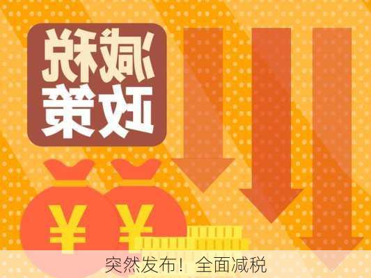 突然发布！全面减税