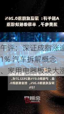 午评：深证成指涨逾1% 汽车拆解概念、家用电器板块大涨