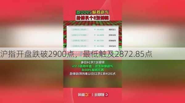 沪指开盘跌破2900点，最低触及2872.85点