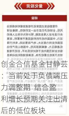 创金合信基金甘静芸：当前处于负债端压力调整期  结合盈利增长预期关注出清后的低位板块