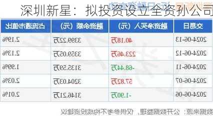 深圳新星：拟投资设立全资孙公司