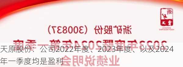 天原股份：公司2022年度、2023年度、以及2024年一季度均是盈利