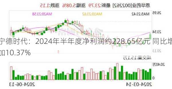 宁德时代：2024年半年度净利润约228.65亿元 同比增加10.37%