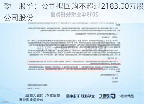 勤上股份：公司拟回购不超过2183.00万股公司股份