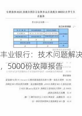 丰业银行：技术问题解决，5000份故障报告