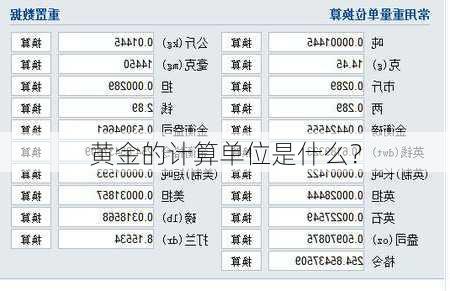 黄金的计算单位是什么？