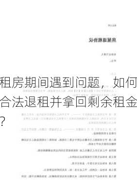 租房期间遇到问题，如何合法退租并拿回剩余租金？