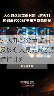 ST天邦部分董监高及核心人员完成股票增持计划