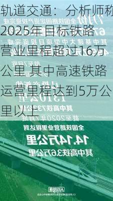 轨道交通：分析师称2025年目标铁路营业里程超过16万公里 其中高速铁路运营里程达到5万公里以上