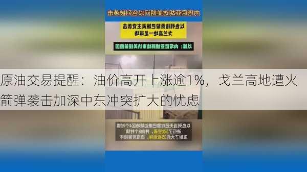 原油交易提醒：油价高开上涨逾1%，戈兰高地遭火箭弹袭击加深中东冲突扩大的忧虑