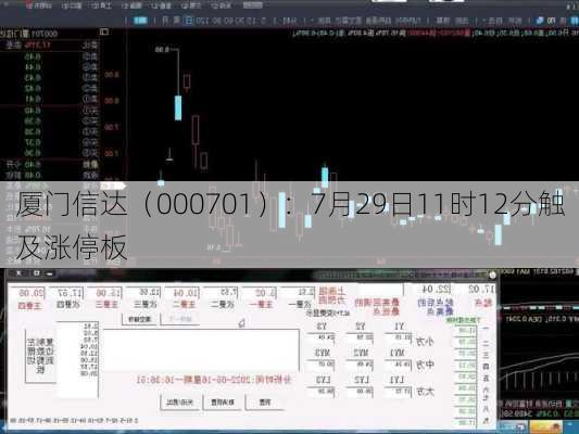 厦门信达（000701）：7月29日11时12分触及涨停板