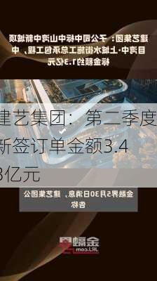 建艺集团：第二季度新签订单金额3.43亿元