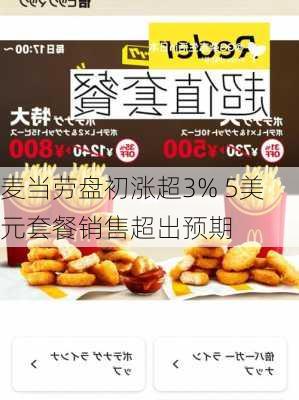 麦当劳盘初涨超3% 5美元套餐销售超出预期