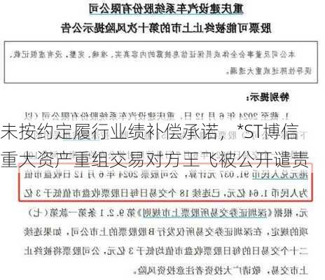 未按约定履行业绩补偿承诺，*ST博信重大资产重组交易对方王飞被公开谴责