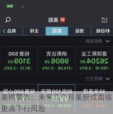美银警告：未来几个月美股或面临更高下行风险