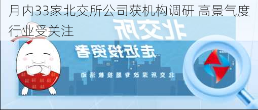 月内33家北交所公司获机构调研 高景气度行业受关注