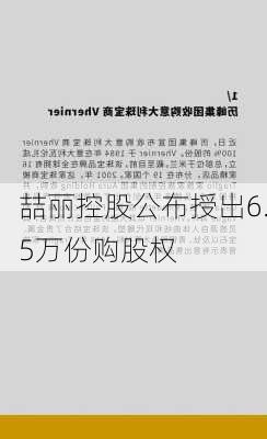 喆丽控股公布授出6.5万份购股权