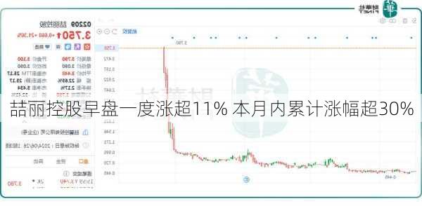 喆丽控股早盘一度涨超11% 本月内累计涨幅超30%