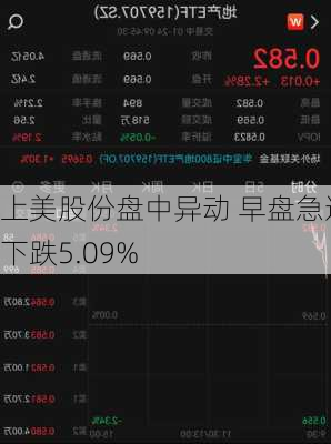 上美股份盘中异动 早盘急速下跌5.09%