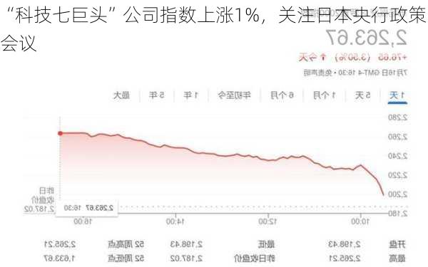 “科技七巨头”公司指数上涨1%，关注日本央行政策会议