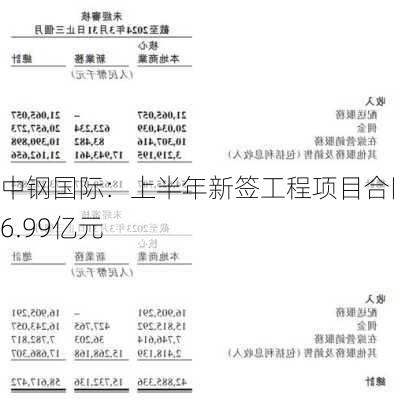 中钢国际：上半年新签工程项目合同96.99亿元