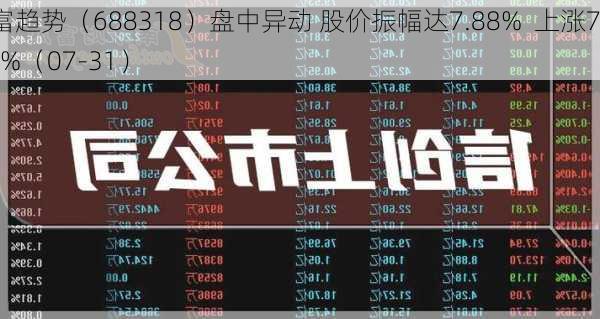 财富趋势（688318）盘中异动 股价振幅达7.88%  上涨7.64%（07-31）