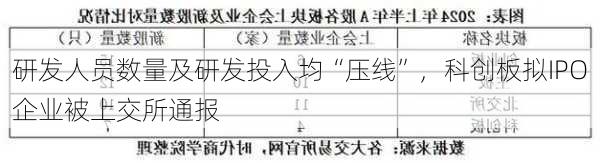 研发人员数量及研发投入均“压线”，科创板拟IPO企业被上交所通报