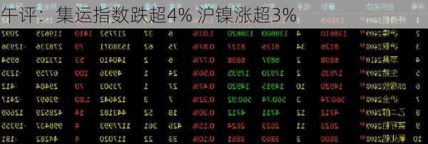 午评：集运指数跌超4% 沪镍涨超3%