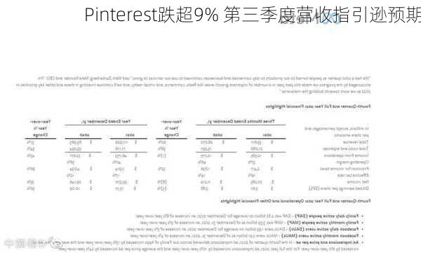 Pinterest跌超9% 第三季度营收指引逊预期