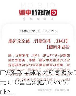 IT灾难致全球最大航司损失5亿美元 CEO誓言索赔CrowdStrike