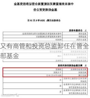 又有高管和投资总监卸任在管全部基金