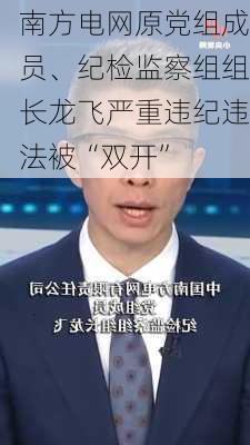 南方电网原党组成员、纪检监察组组长龙飞严重违纪违法被“双开”