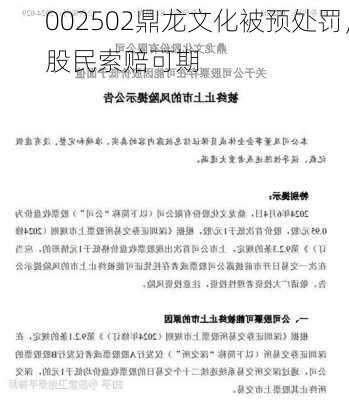 002502鼎龙文化被预处罚，股民索赔可期