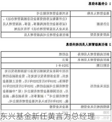 东兴基金新任黄言为总经理