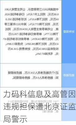 力码科信息及高管因违规担保遭北京证监局警示