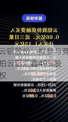 云铝股份：拟参与竞拍云铝汇鑫49%股权