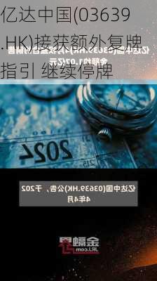 亿达中国(03639.HK)接获额外复牌指引 继续停牌