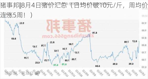 猪事邦||8月4日猪价汇总（日均价破10元/斤，周均价连涨5周！）