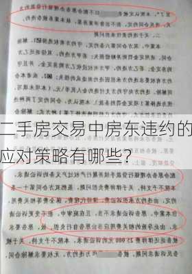 二手房交易中房东违约的应对策略有哪些？